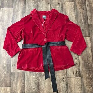 Worthington Velvet Blazer Jacket Belt Women’s Size 2X Red